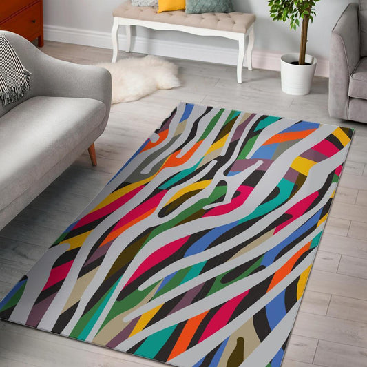 Colorful Zebra Pattern Print Area Rug