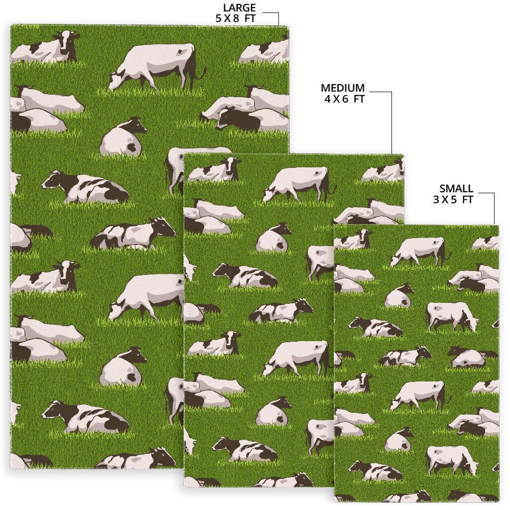 Cow On Green Grass Pattern Print Area Rug