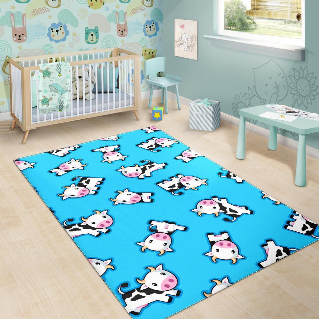 Cute Cartoon Baby Cow Pattern Print Area Rug