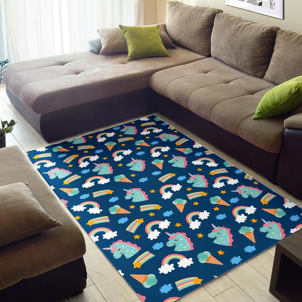 Cute Girly Unicorn Pattern Print Area Rug