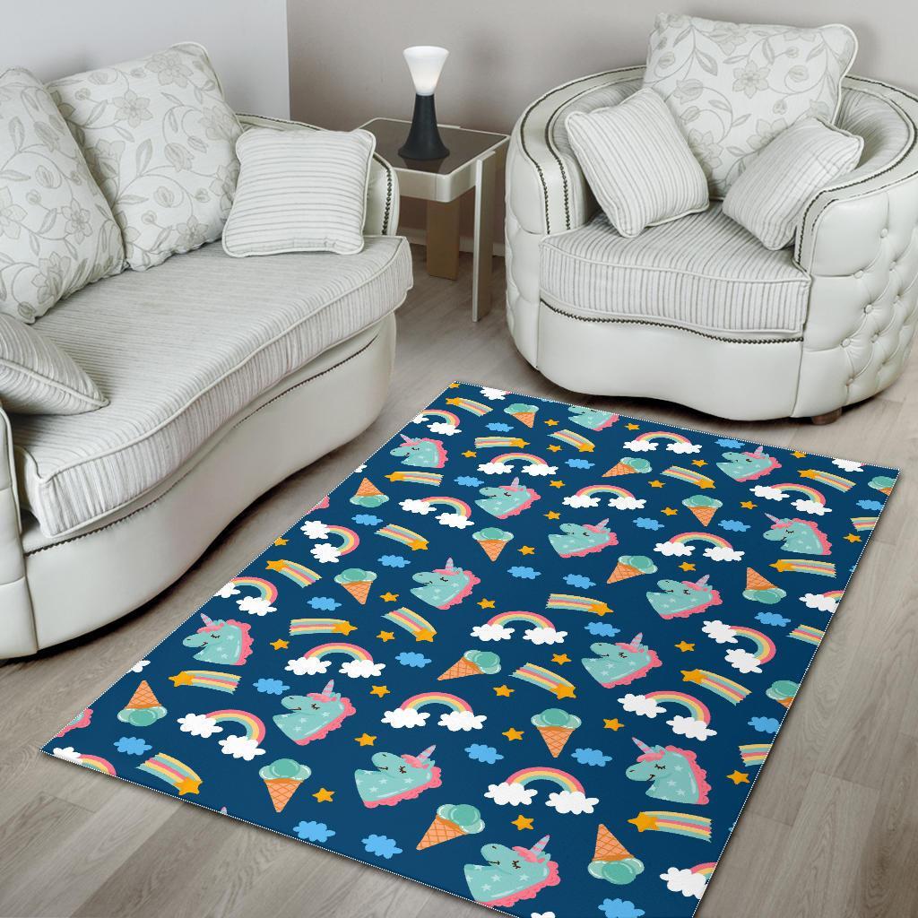 Cute Girly Unicorn Pattern Print Area Rug