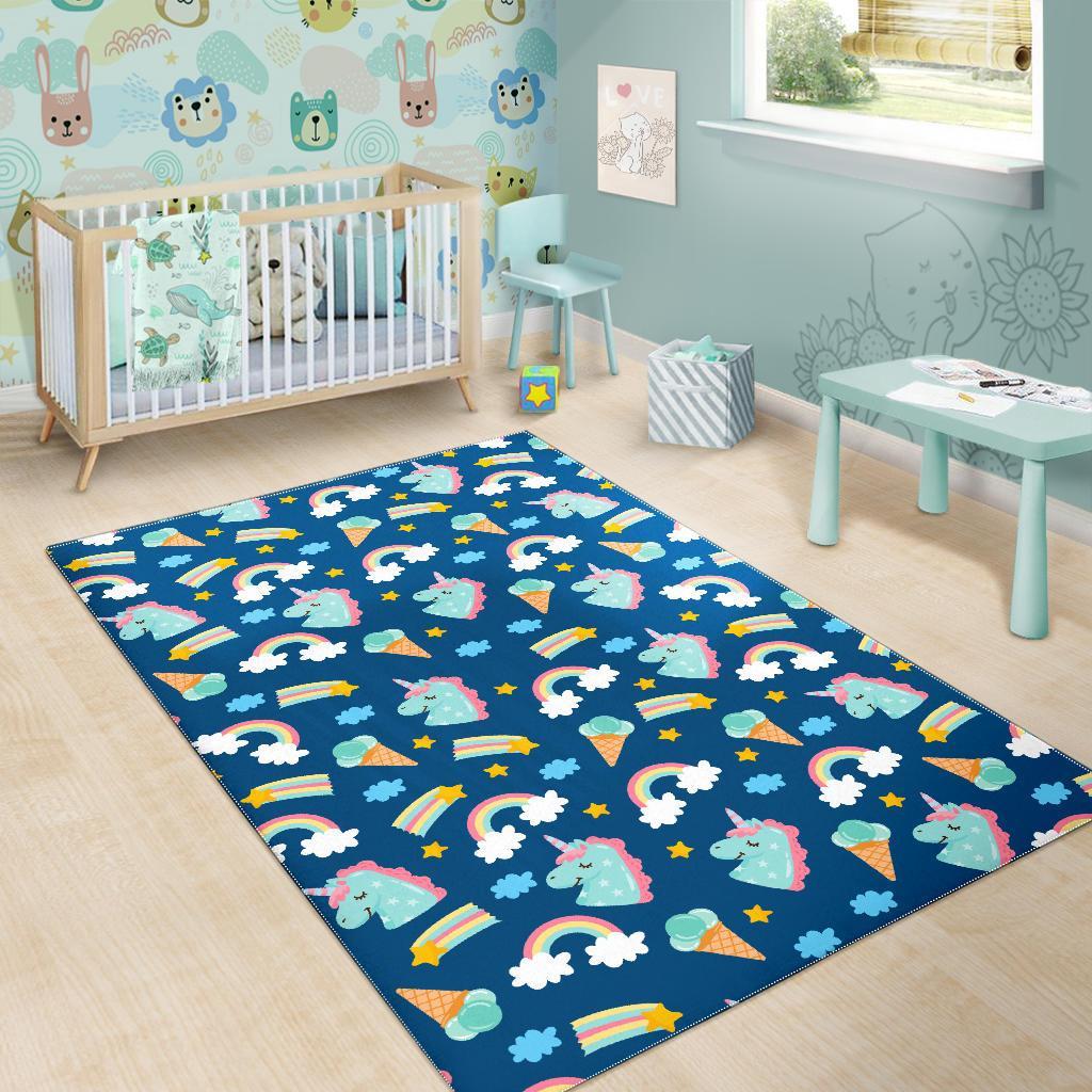 Cute Girly Unicorn Pattern Print Area Rug