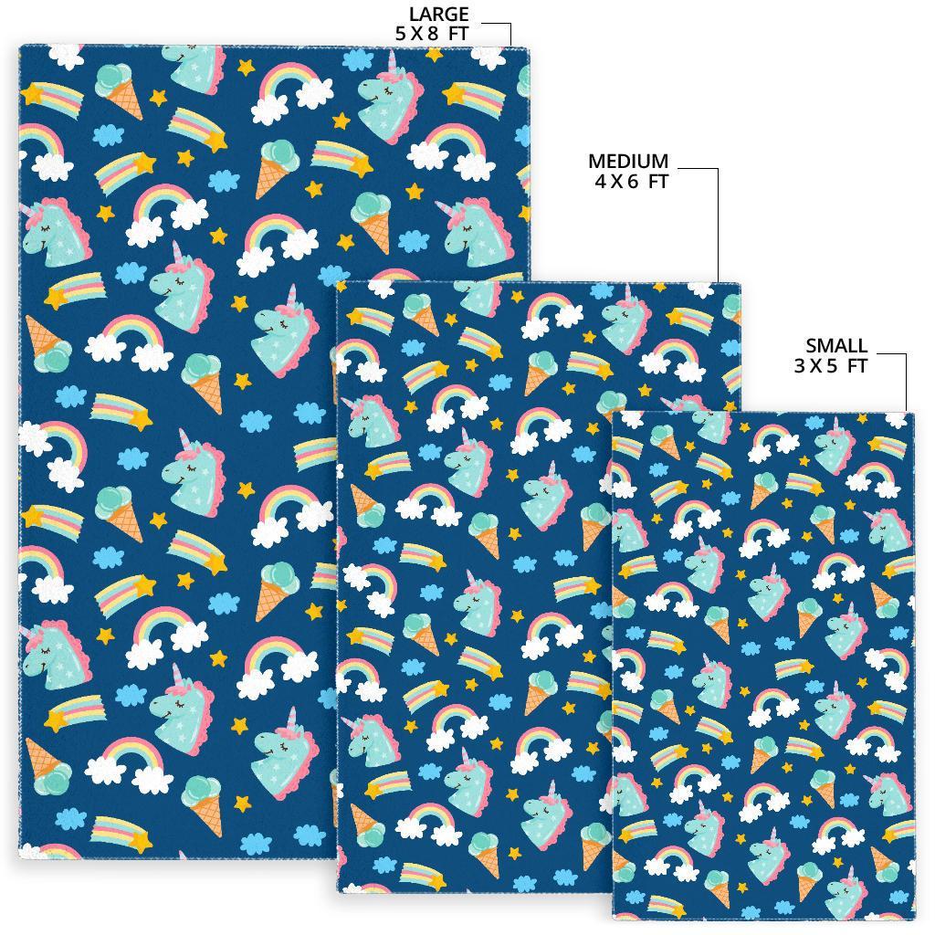 Cute Girly Unicorn Pattern Print Area Rug