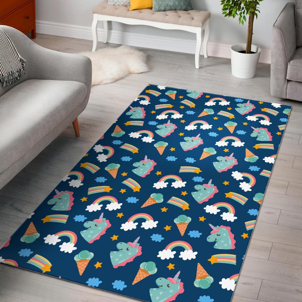 Cute Girly Unicorn Pattern Print Area Rug