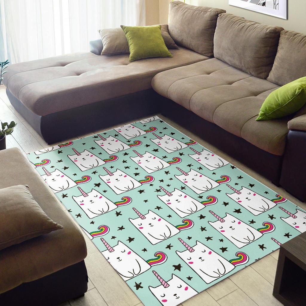 Cute Unicorn Cat Pattern Print Area Rug
