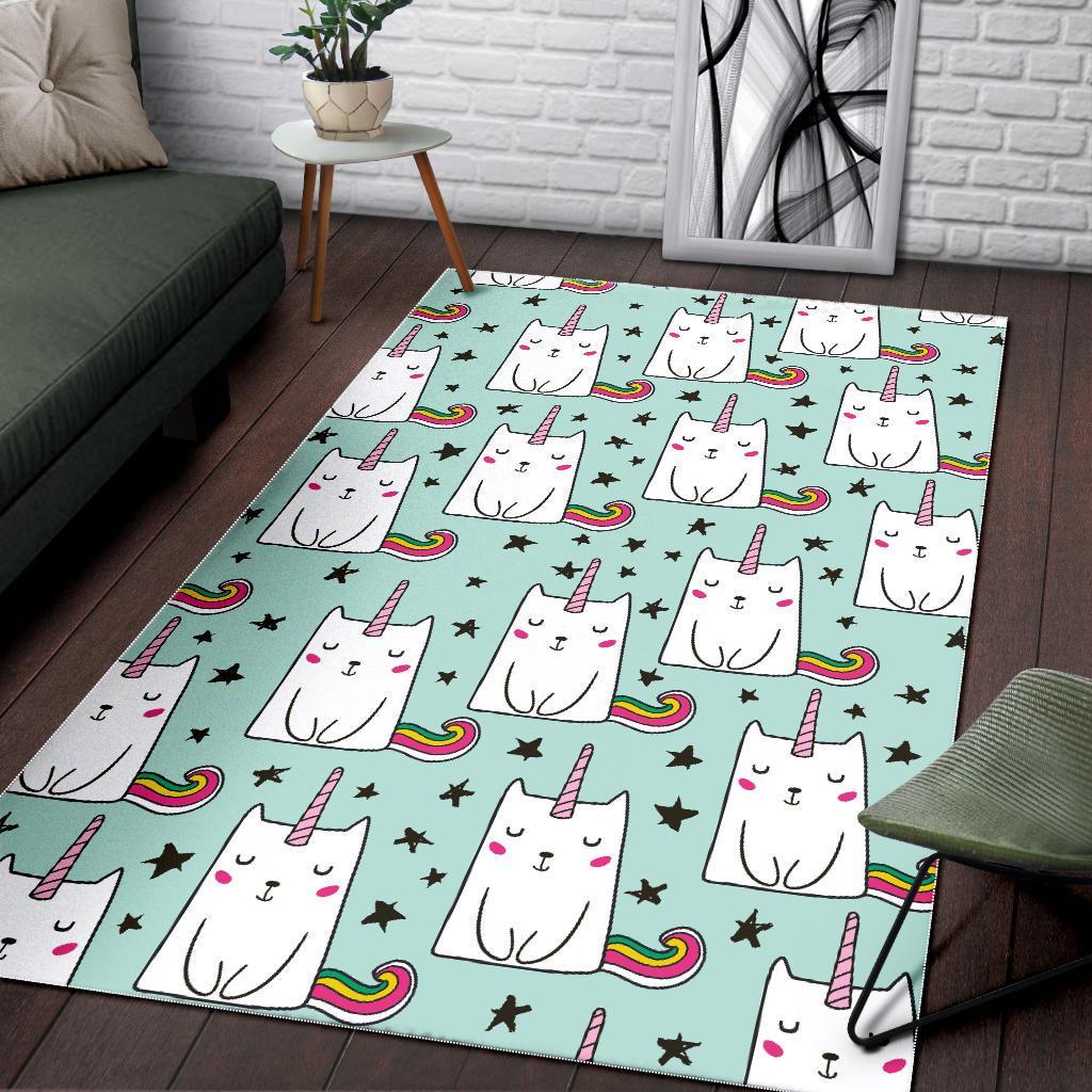 Cute Unicorn Cat Pattern Print Area Rug