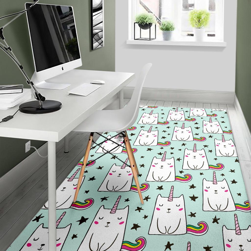 Cute Unicorn Cat Pattern Print Area Rug