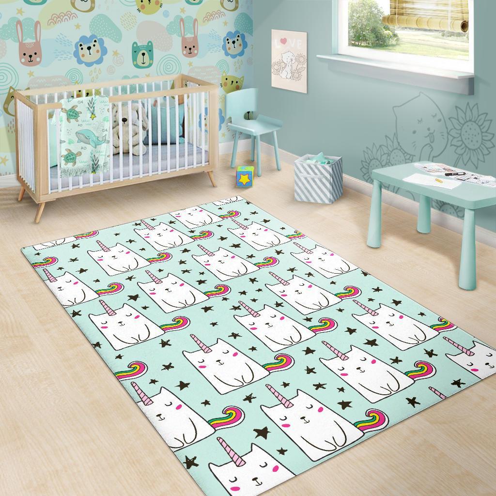 Cute Unicorn Cat Pattern Print Area Rug