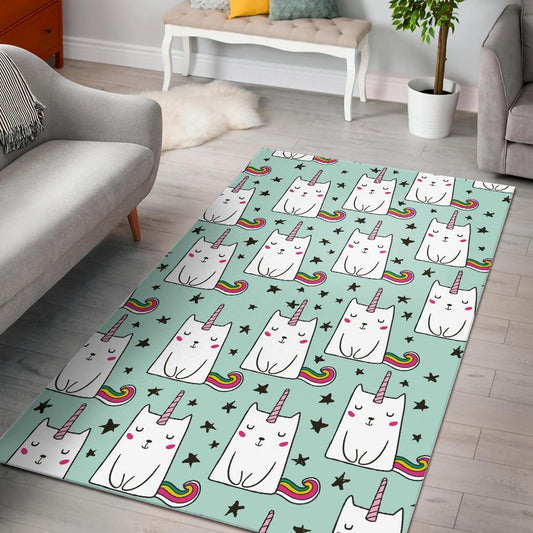 Cute Unicorn Cat Pattern Print Area Rug