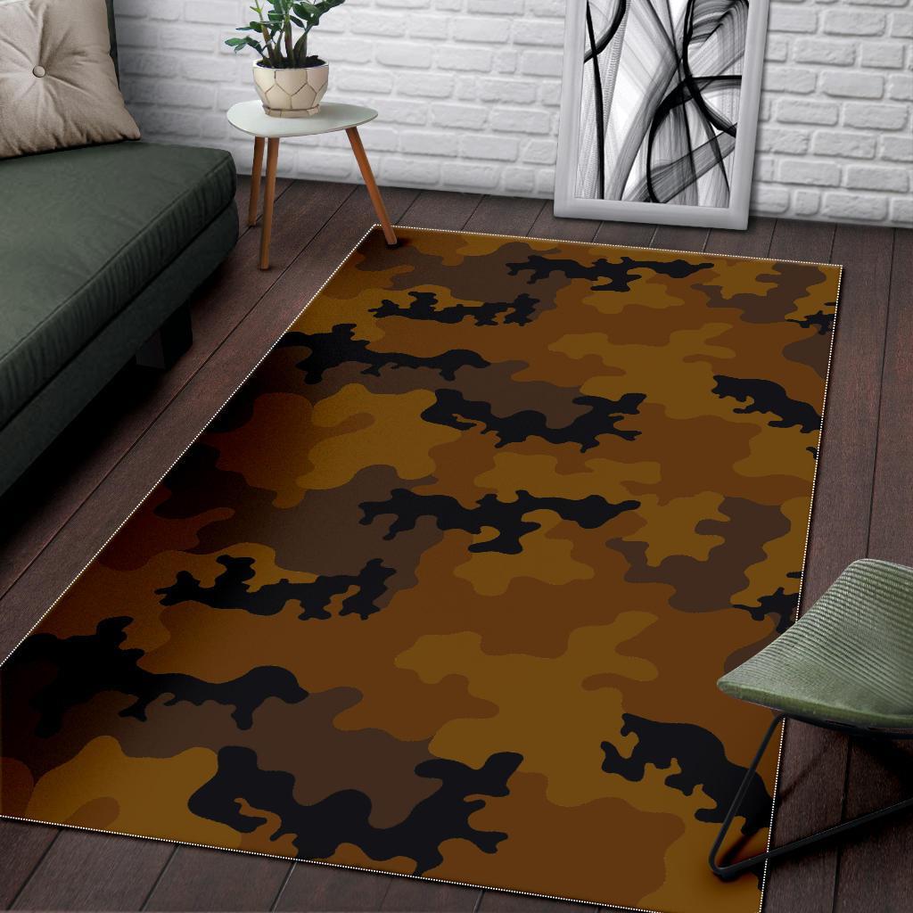 Dark Brown Camouflage Print Area Rug