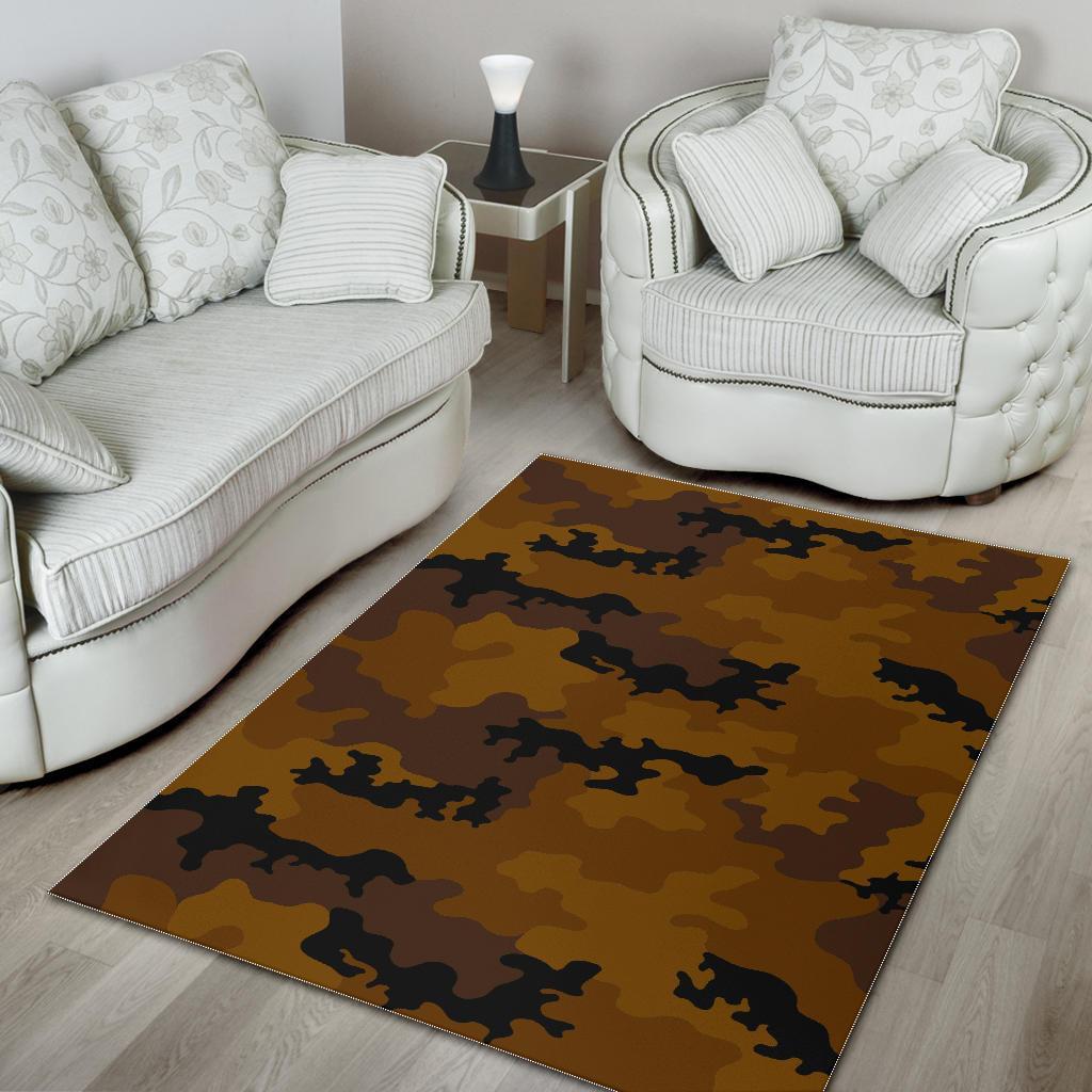Dark Brown Camouflage Print Area Rug