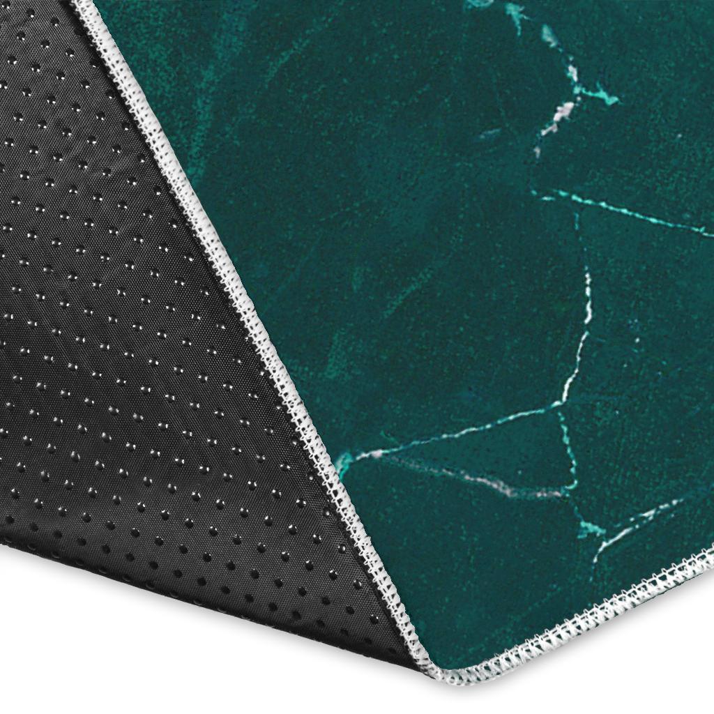 Dark Green Marble Print Area Rug