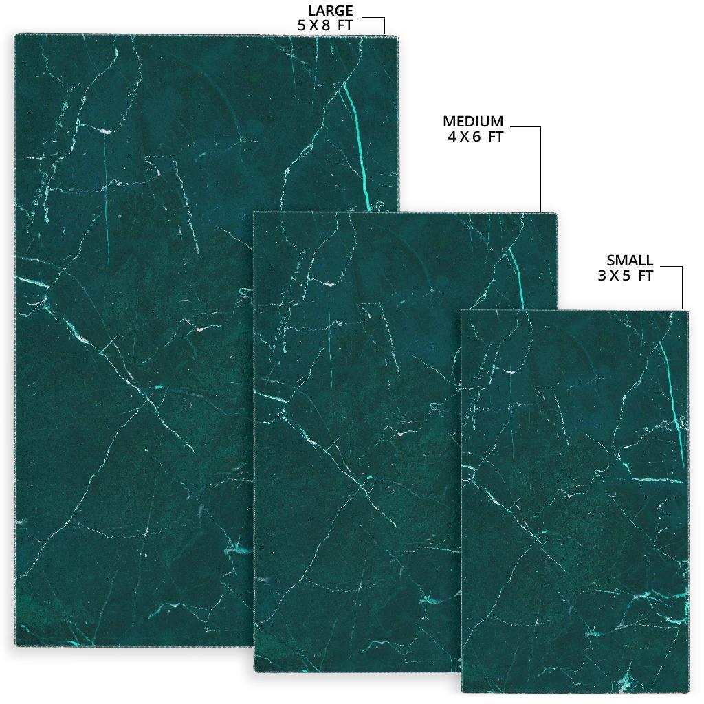 Dark Green Marble Print Area Rug