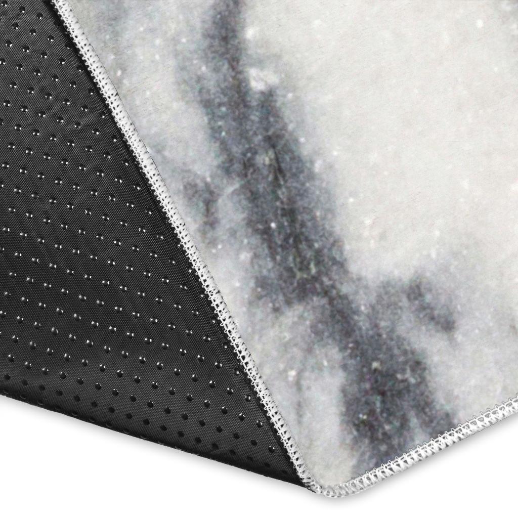 Dark Grey White Marble Print Area Rug