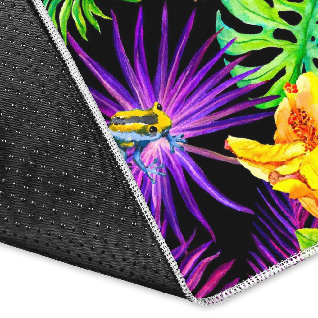 Dark Hawaiian Tropical Pattern Print Area Rug