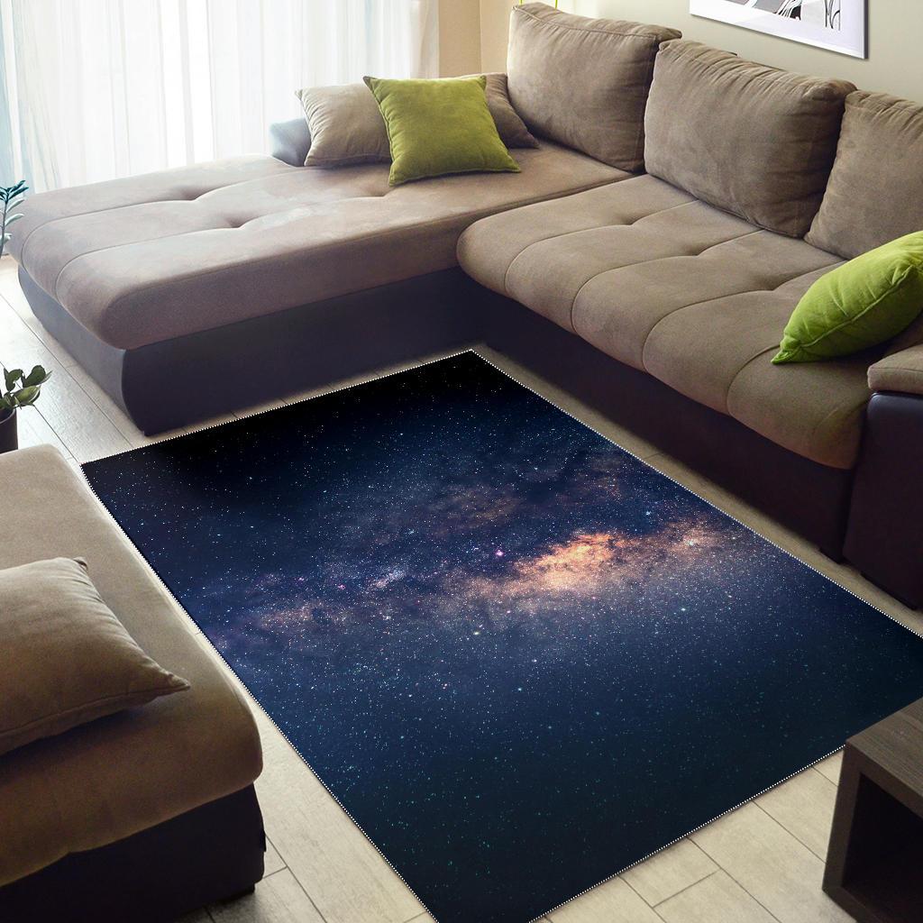 Dark Milky Way Galaxy Space Print Area Rug