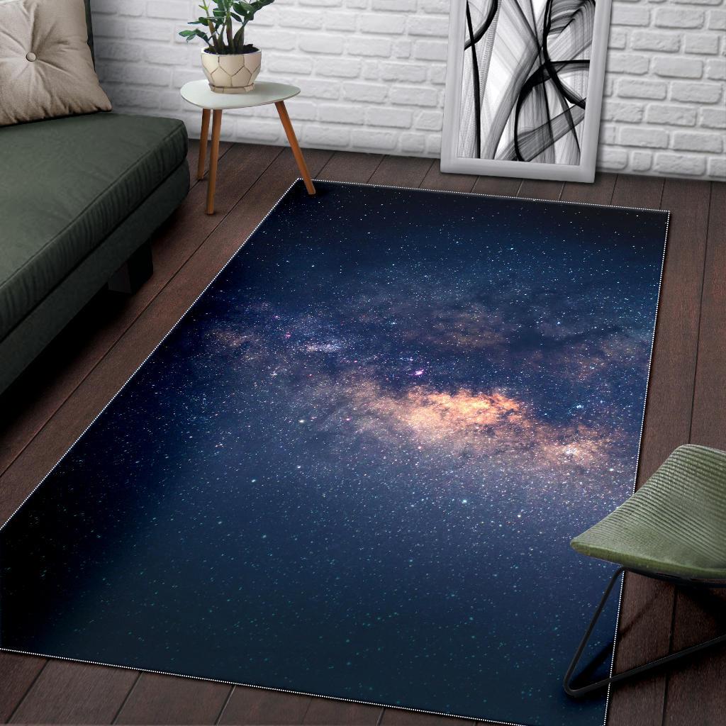 Dark Milky Way Galaxy Space Print Area Rug