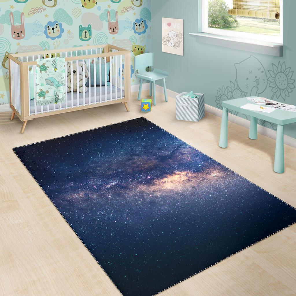 Dark Milky Way Galaxy Space Print Area Rug