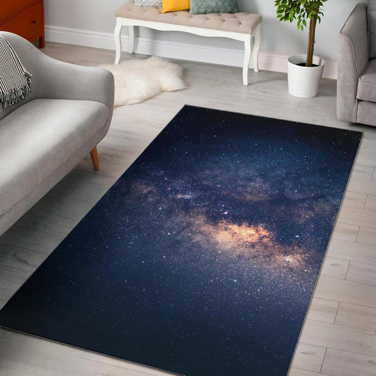 Dark Milky Way Galaxy Space Print Area Rug