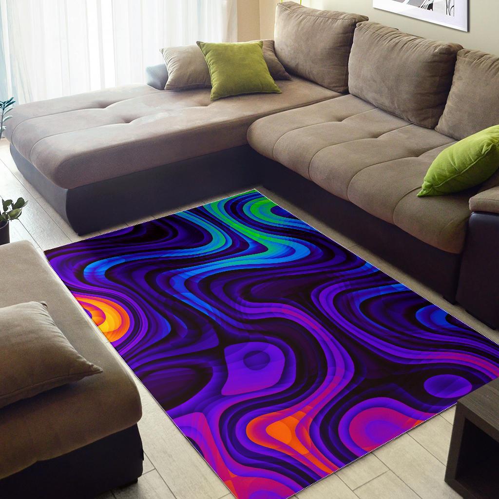Dark Psychedelic Trippy Print Area Rug