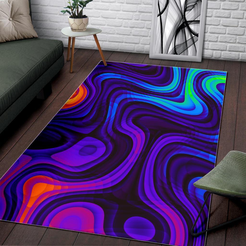 Dark Psychedelic Trippy Print Area Rug
