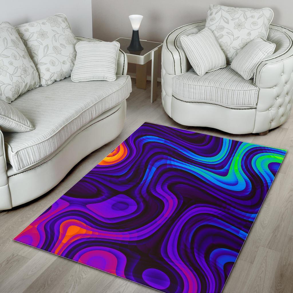 Dark Psychedelic Trippy Print Area Rug