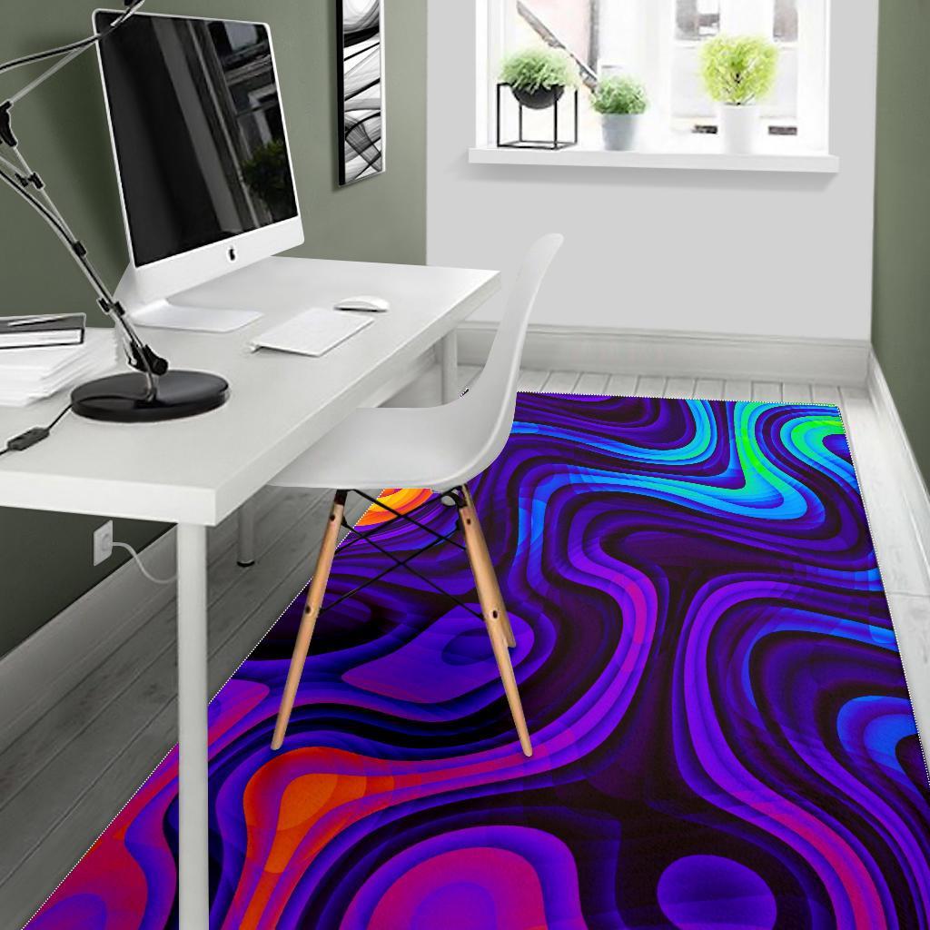 Dark Psychedelic Trippy Print Area Rug