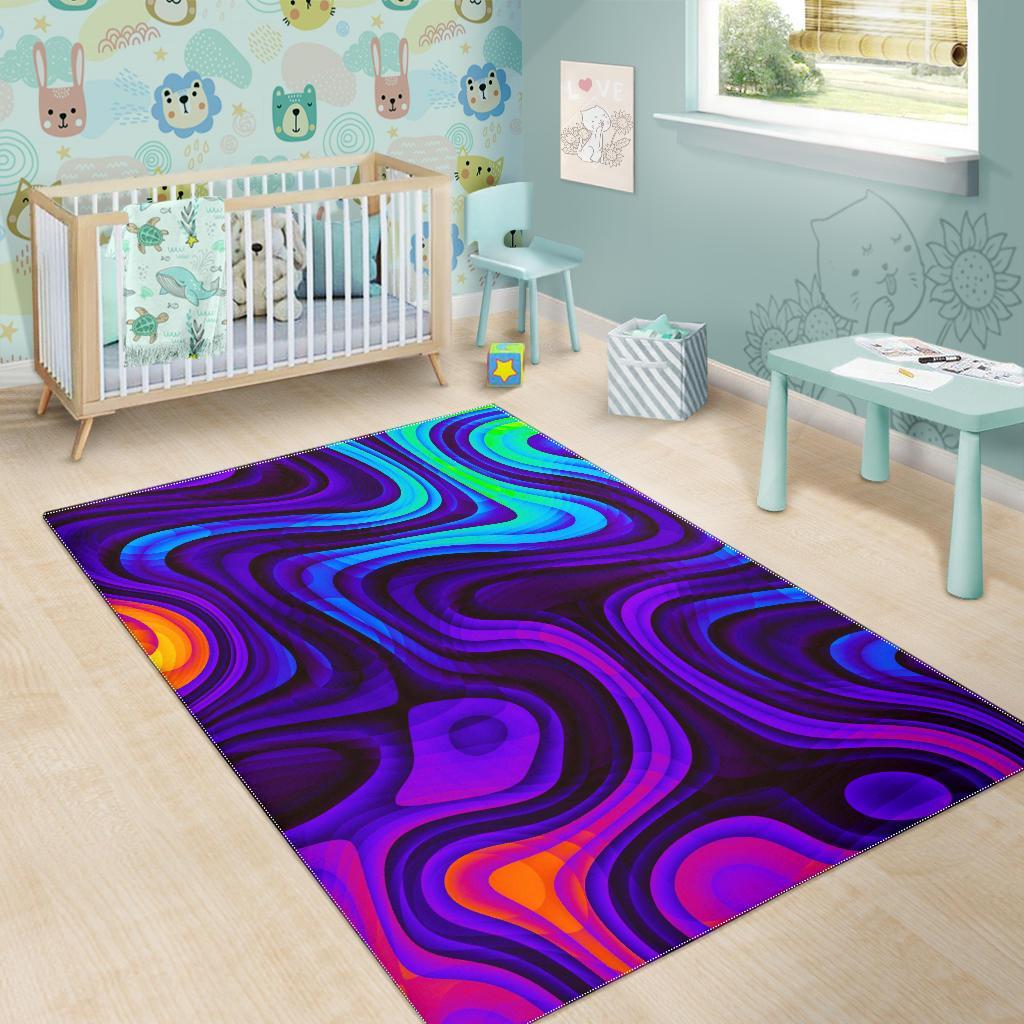 Dark Psychedelic Trippy Print Area Rug