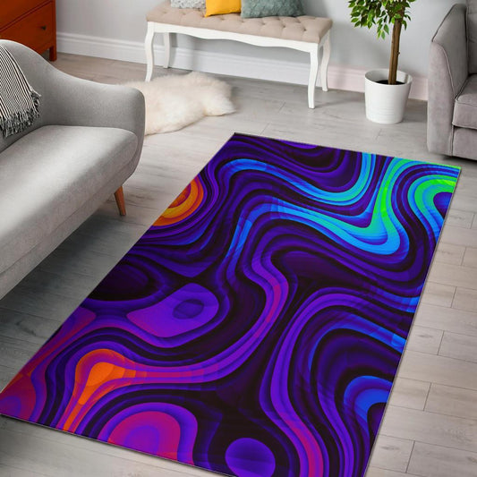 Dark Psychedelic Trippy Print Area Rug