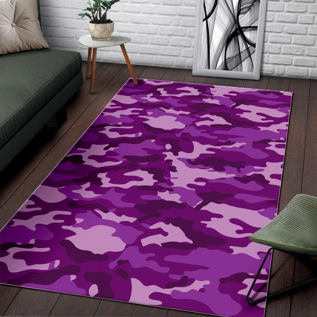 Dark Purple Camouflage Print Area Rug