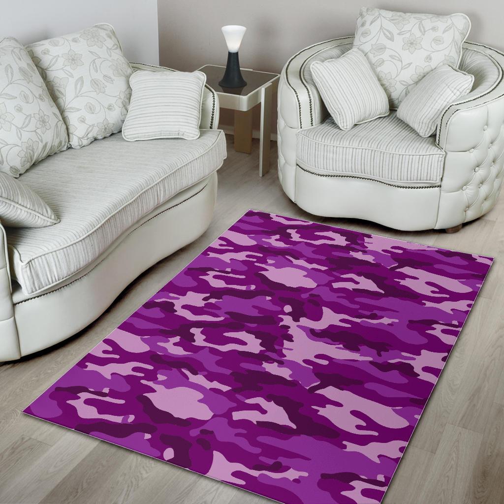 Dark Purple Camouflage Print Area Rug