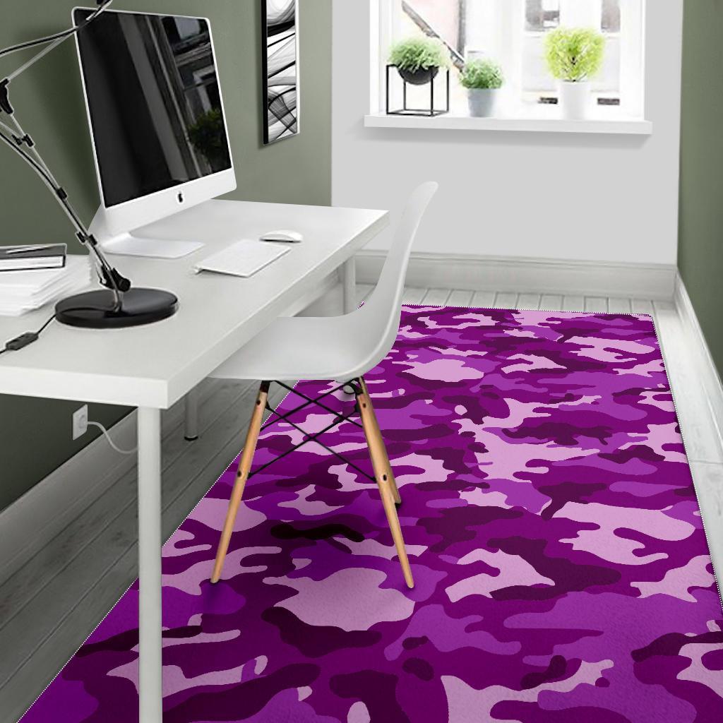 Dark Purple Camouflage Print Area Rug