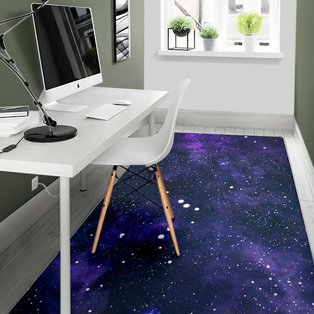Dark Purple Galaxy Outer Space Print Area Rug