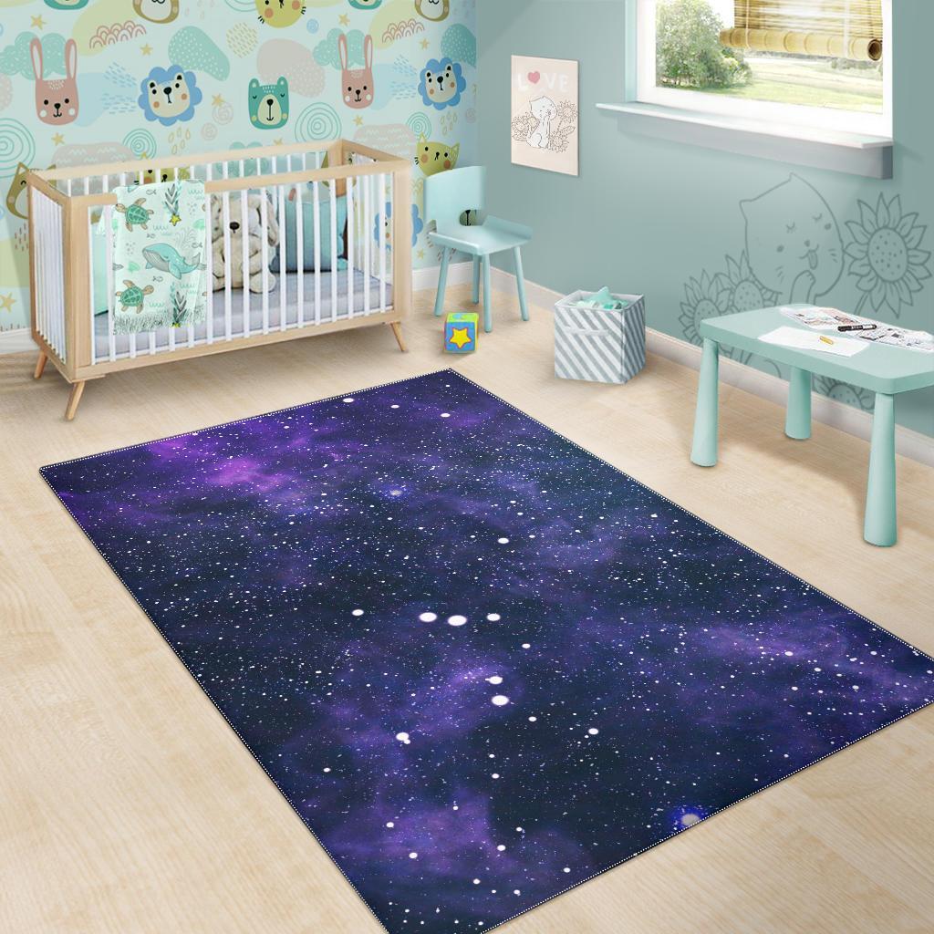 Dark Purple Galaxy Outer Space Print Area Rug