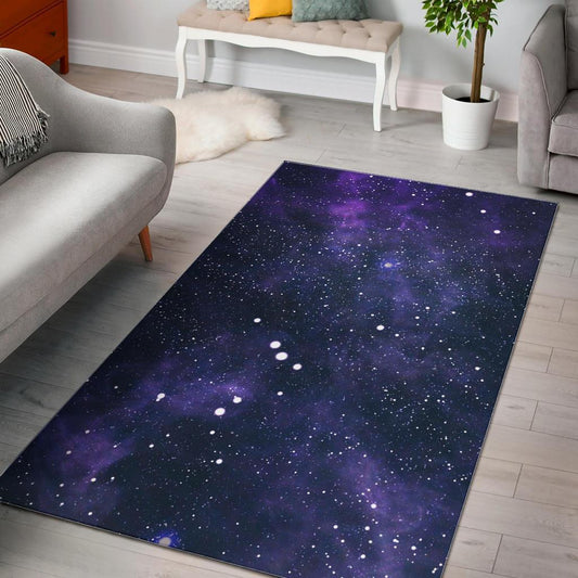 Dark Purple Galaxy Outer Space Print Area Rug