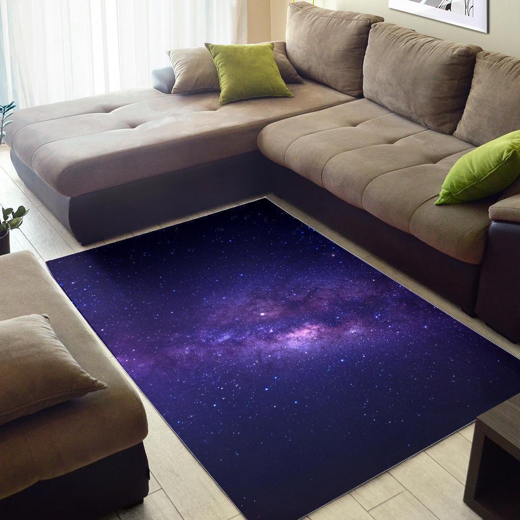 Dark Purple Milky Way Galaxy Space Print Area Rug