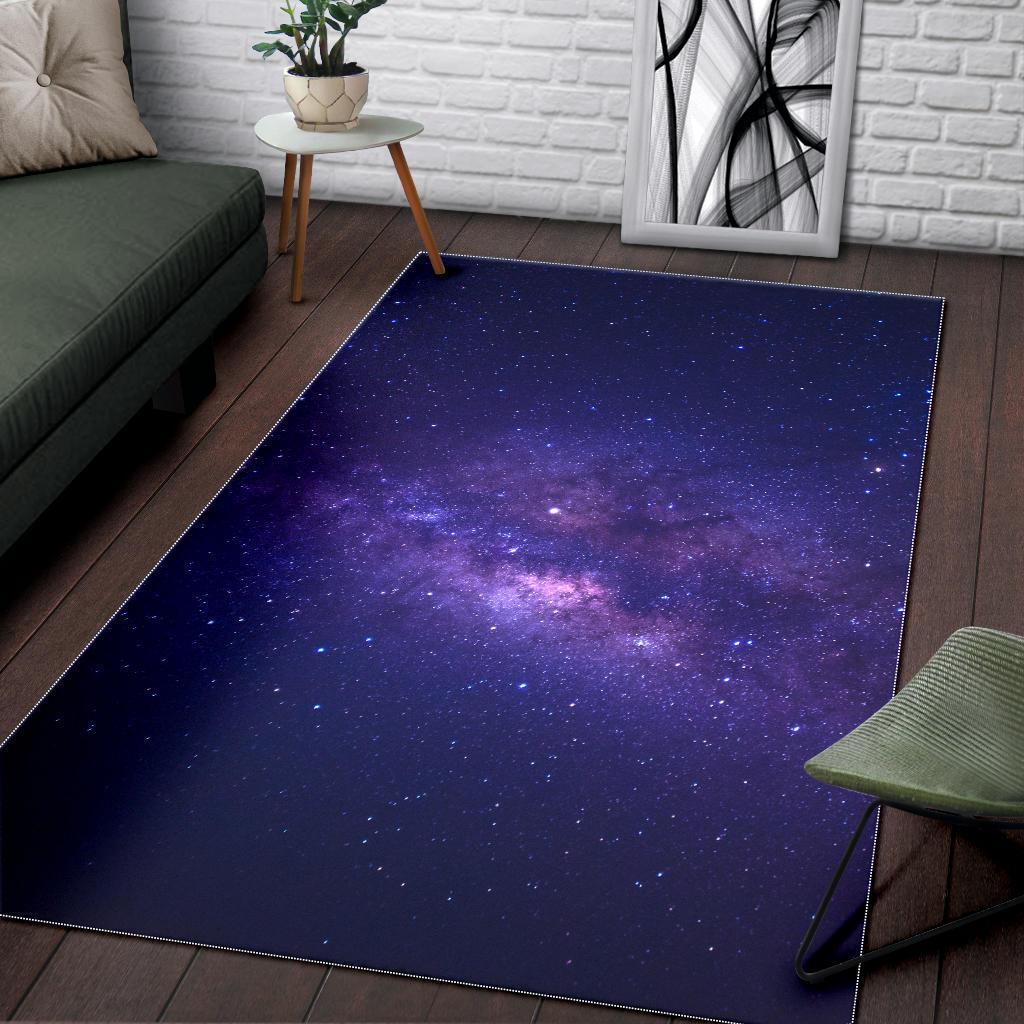 Dark Purple Milky Way Galaxy Space Print Area Rug