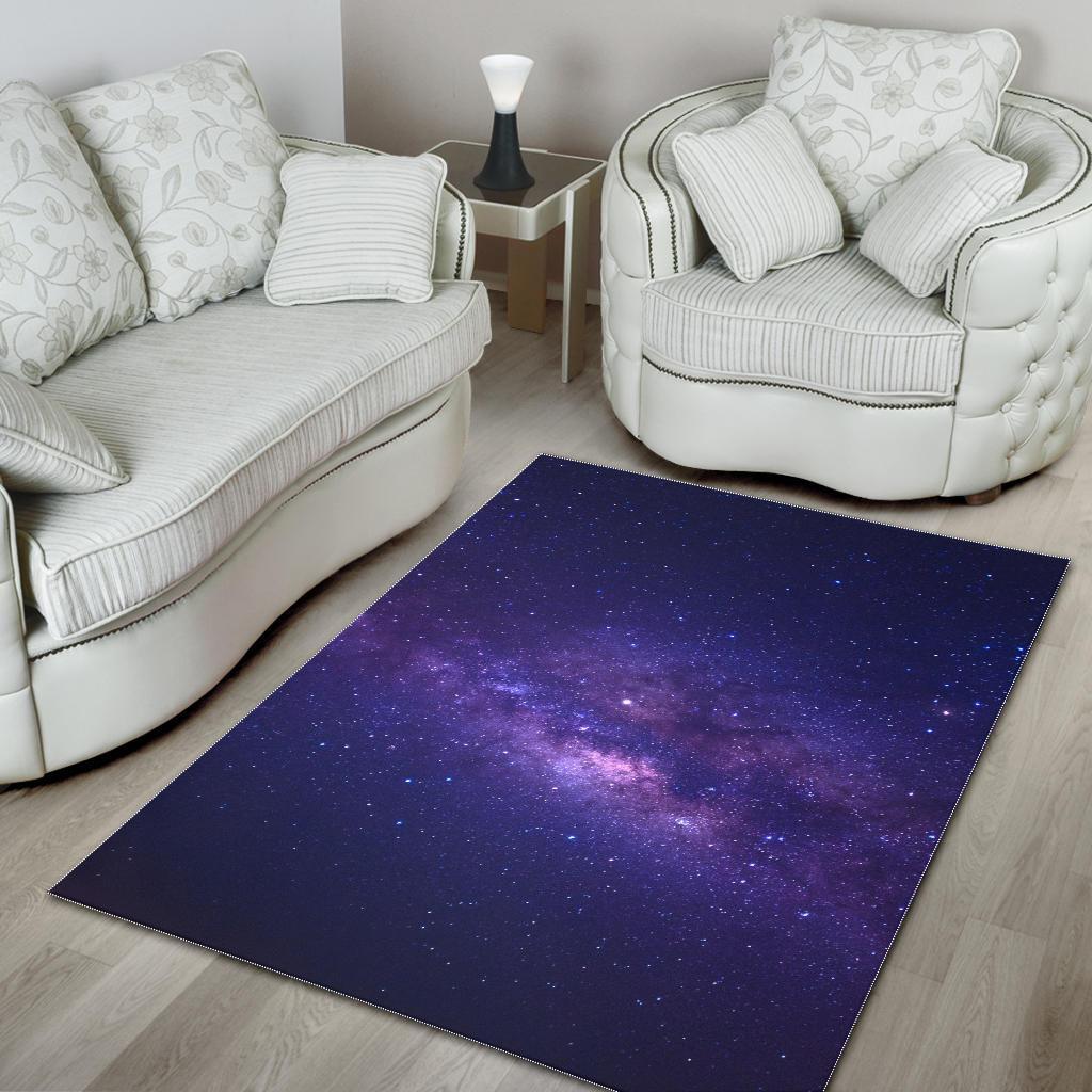 Dark Purple Milky Way Galaxy Space Print Area Rug