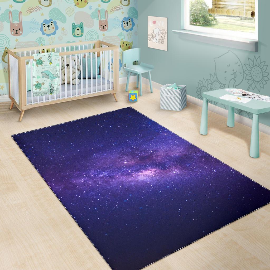 Dark Purple Milky Way Galaxy Space Print Area Rug