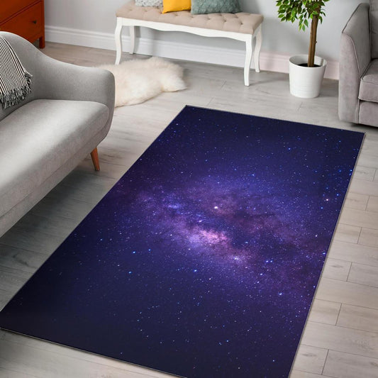 Dark Purple Milky Way Galaxy Space Print Area Rug