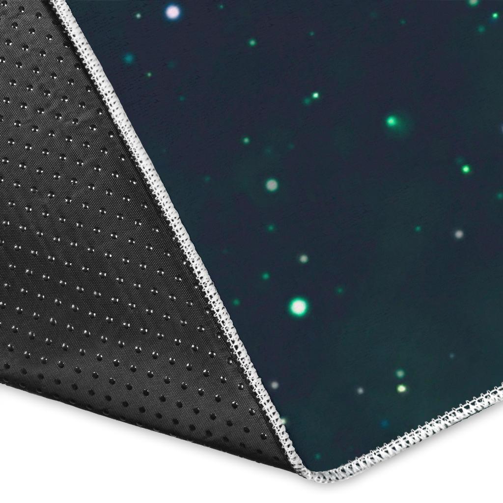 Dark Teal Galaxy Space Print Area Rug