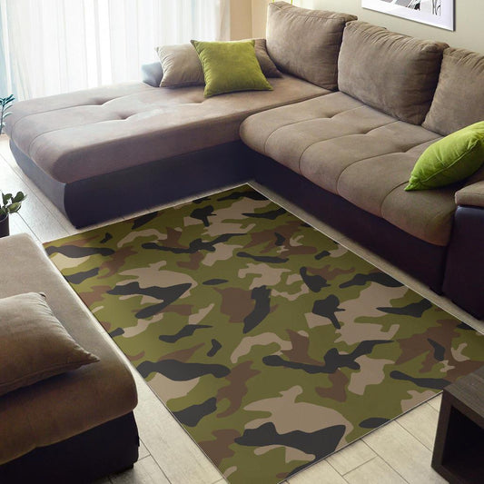 Desert Green Camouflage Print Area Rug
