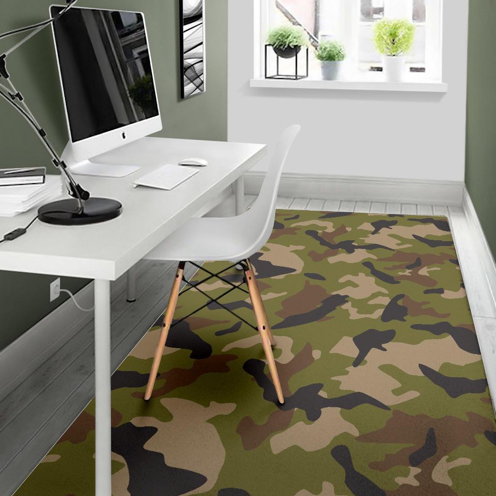 Desert Green Camouflage Print Area Rug