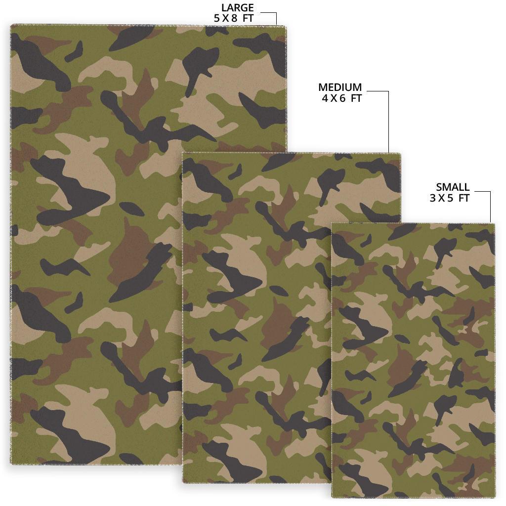 Desert Green Camouflage Print Area Rug