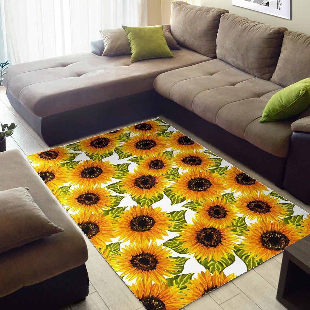 Doodle Sunflower Pattern Print Area Rug