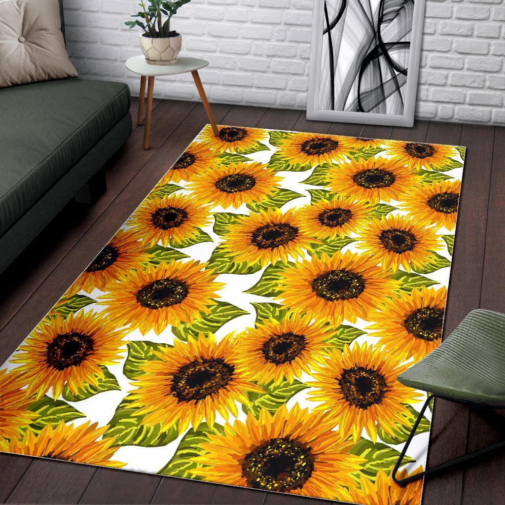 Doodle Sunflower Pattern Print Area Rug
