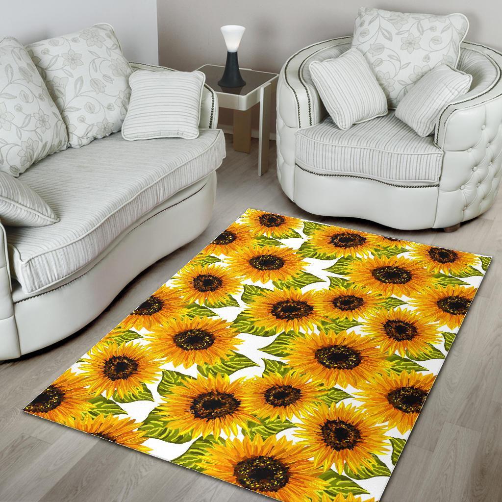Doodle Sunflower Pattern Print Area Rug