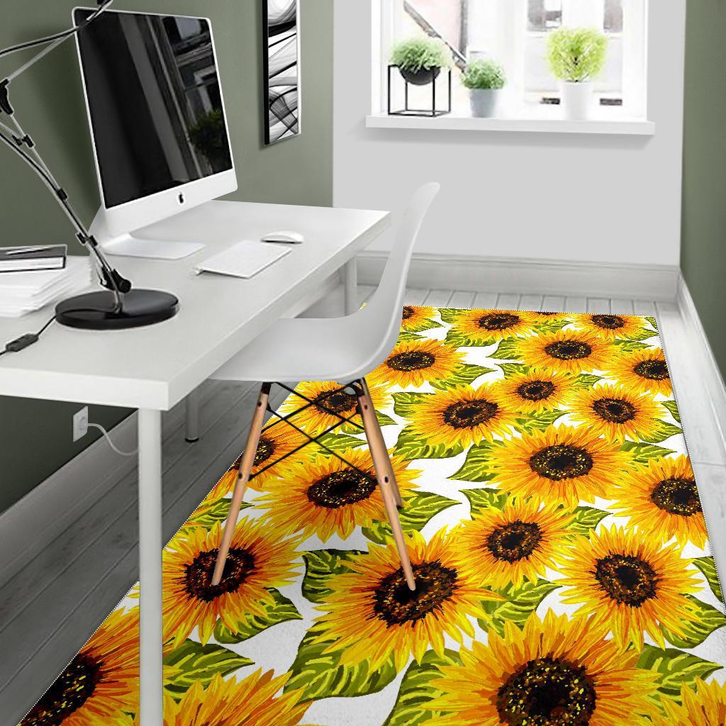 Doodle Sunflower Pattern Print Area Rug
