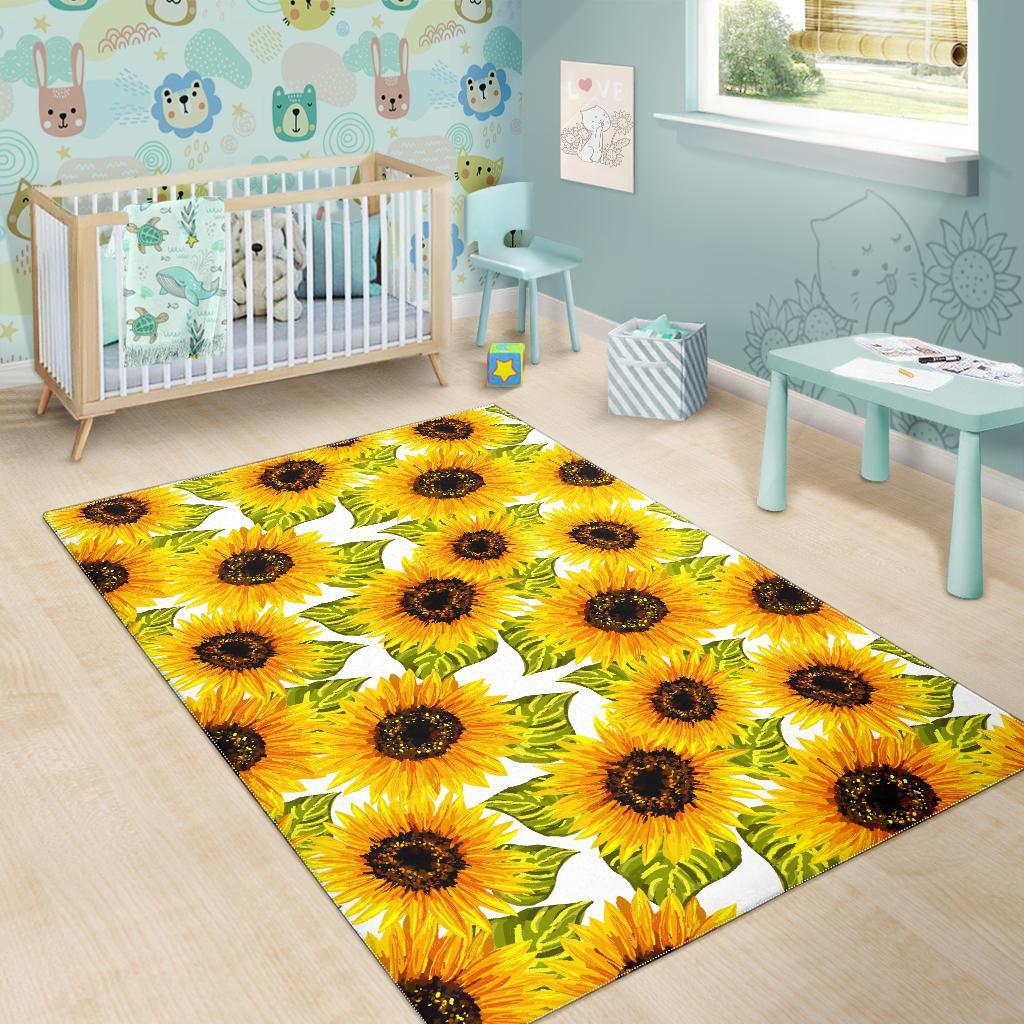 Doodle Sunflower Pattern Print Area Rug