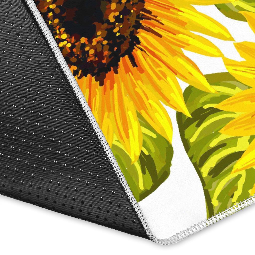 Doodle Sunflower Pattern Print Area Rug